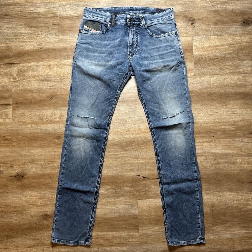 Diesel Thavar JoggJeans Mens 30 Blue Distressed Slim Fit Denim Sweatpants 0603L